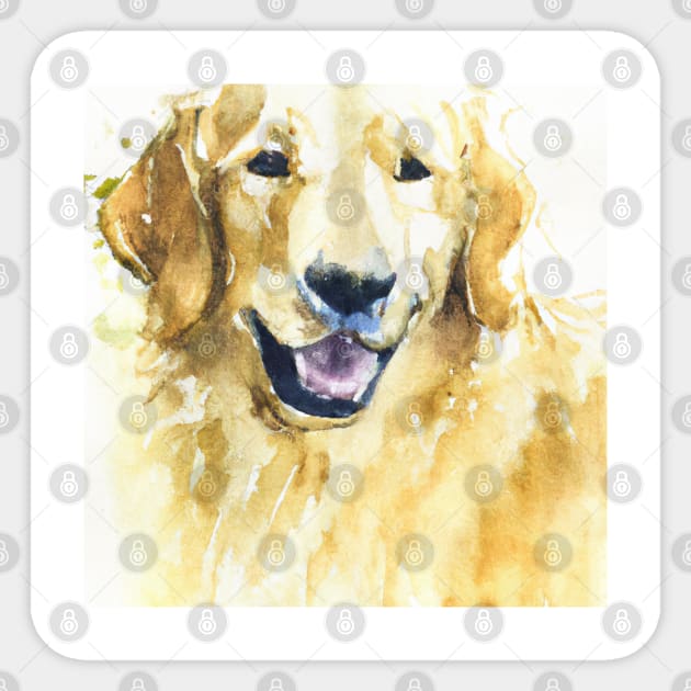 Golden Retriever Watercolor - Gift For Dog Lovers Sticker by Edd Paint Something